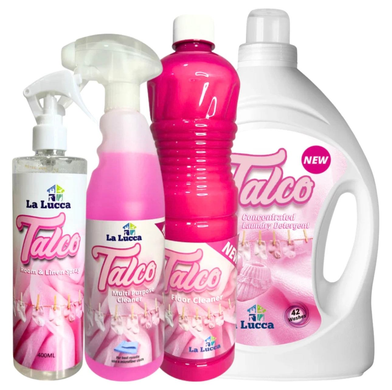 La Lucca Spanish Cleaning 4Pc Household & Laundry Cleaning Talco Set Bundle